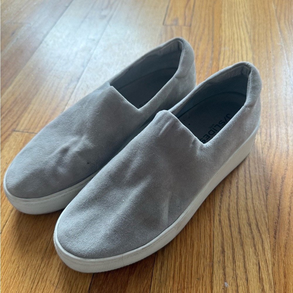 J Slides Gray Platform Slip-On Sneakers
